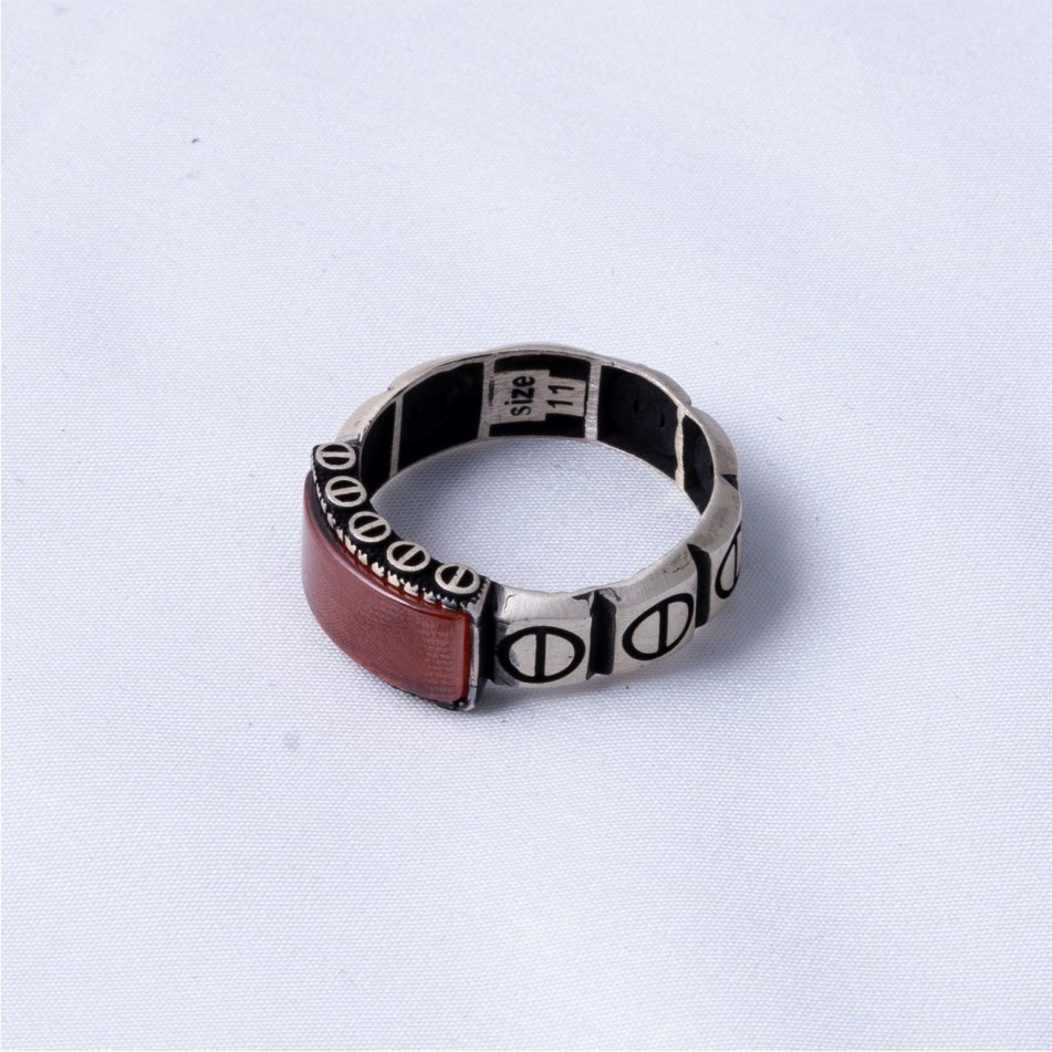 Turkish Brown Stone 925 Silver Men's Ring - Image 4