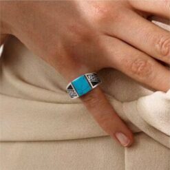 Alternative view of Turquoise Turkish 925 Silver Men's Ring