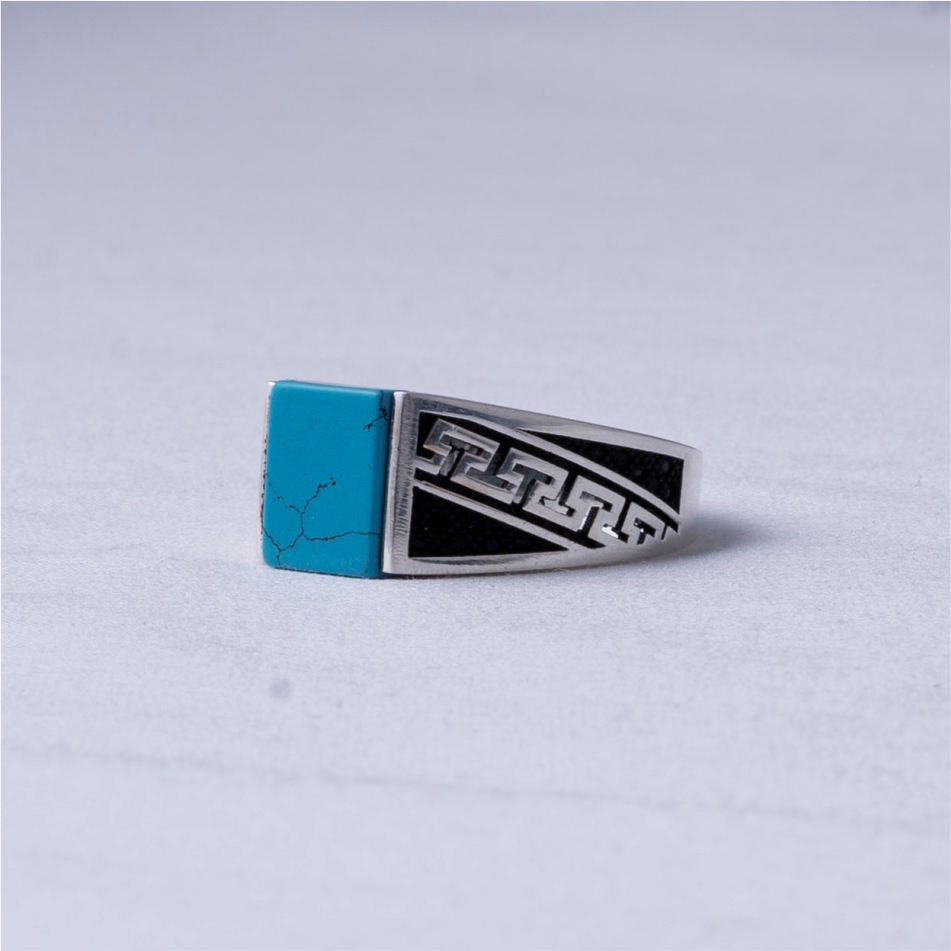 Turquoise Turkish 925 Silver Men's Ring - Image 4
