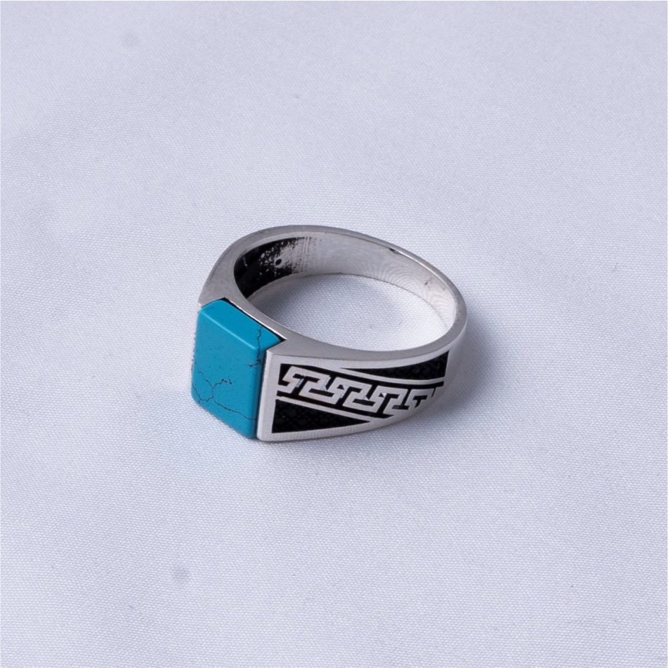 Turquoise Turkish 925 Silver Men's Ring - Image 3