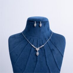 925-Silver-Baguette-CZ-Floral-Pendant-Necklace