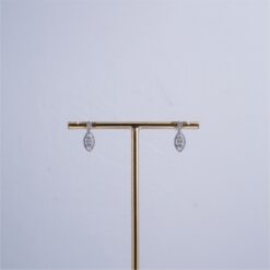 925 Silver Baguette CZ Floral Pendant Necklace Set - Image 4