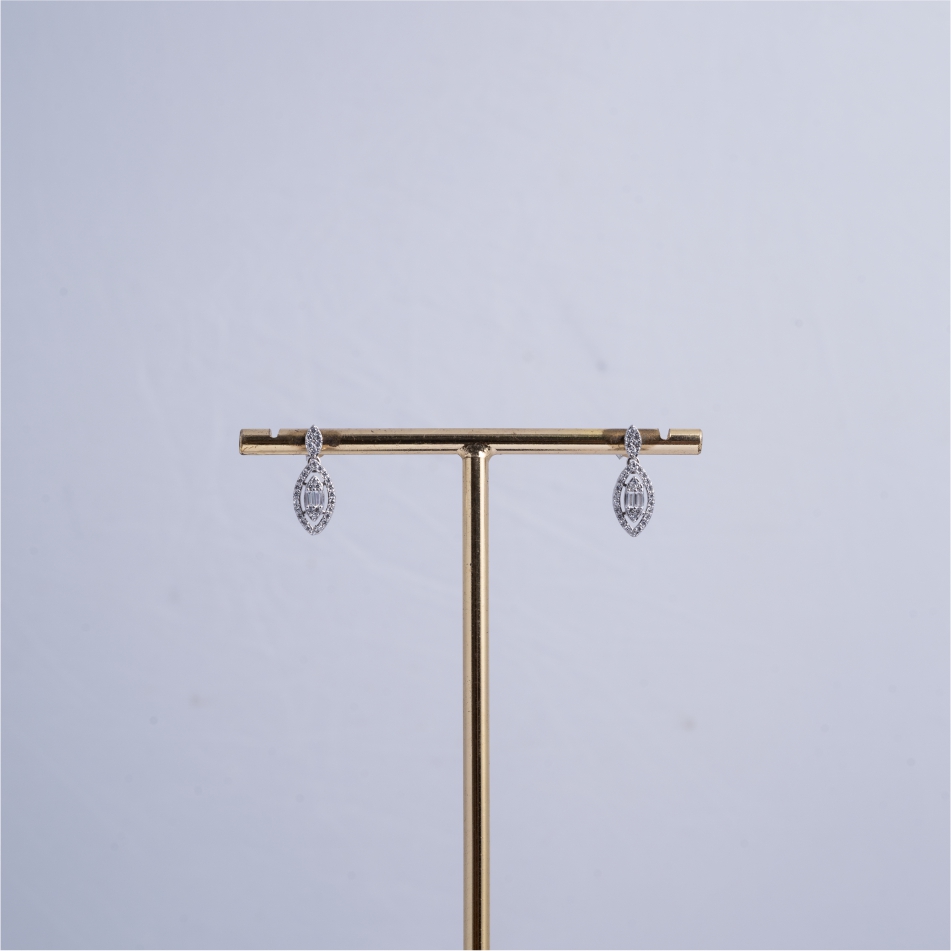 925 Silver Baguette CZ Floral Pendant Necklace Set - Image 4