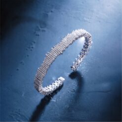 Alternative view of 925 Silver Baguette CZ Open Cuff Bracelet