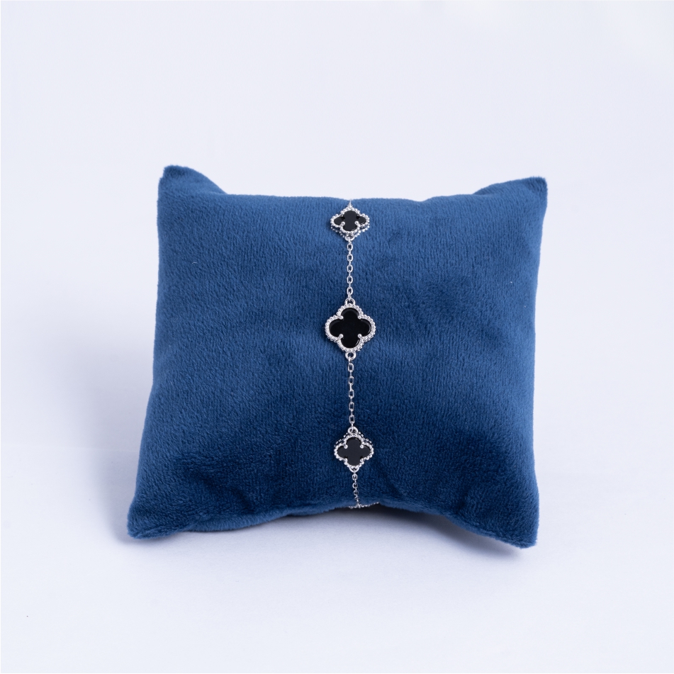 925-Silver-Black-Clover-Bracelet-for-Women