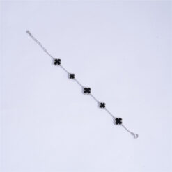 925 Silver Black Clover Bracelet for Women - Image 3