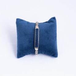 925-Silver-Blue-CZ-Byzantine-ID-Bracelet-for-Men-