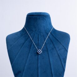 925-Silver-Blue-Clover-CZ-Pendant-Necklace