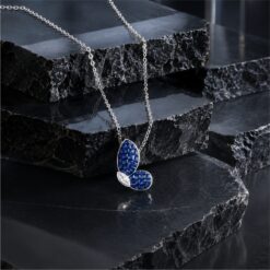 Alternative view of 925 Silver Blue Crystal Bunny Pendant Necklace