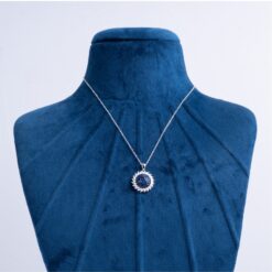 925-Silver-Blue-Crystal-Halo-Pendant-Necklace