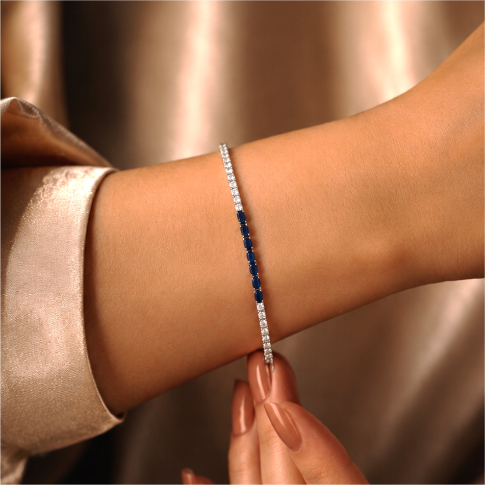 925 Silver Blue Sapphire Bracelet for Women - Image 2