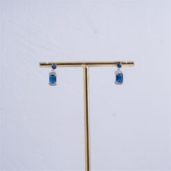 925 Silver Blue Sapphire CZ Pendant Necklace Set - Image 4