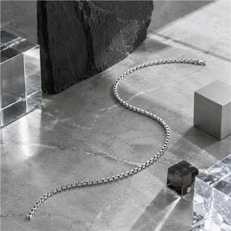 925 Silver Box Chain Necklace for Men - Image 2