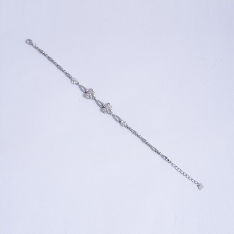 925 Silver Butterfly CZ Link Bracelet for Women - Image 2