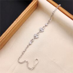 925 Silver Butterfly CZ Link Bracelet for Women - Image 3