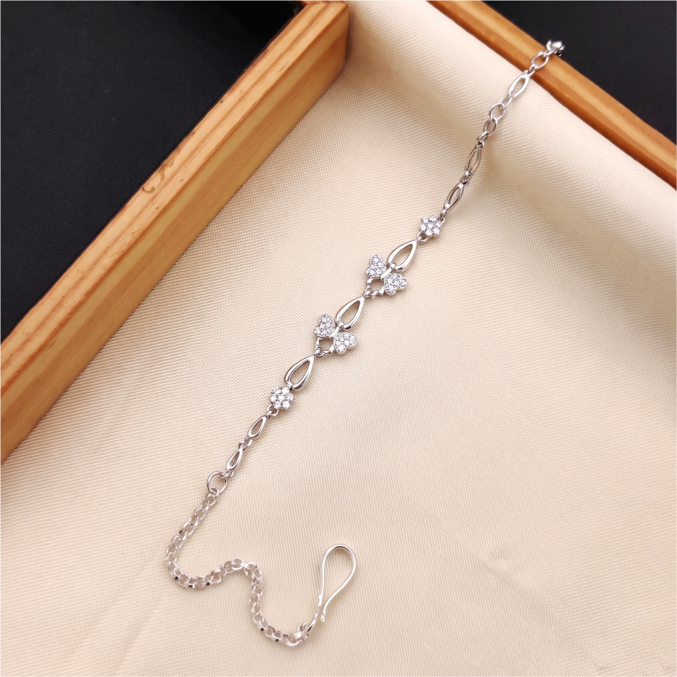 925 Silver Butterfly CZ Link Bracelet for Women - Image 3