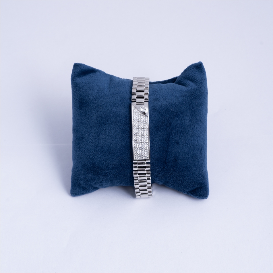 925-Silver-CZ-Rectangle-Panel-Link-Bracelet-for-Men