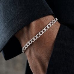 Alternative view of 925 Silver Classic Oval Link Chain Bracelet for Men