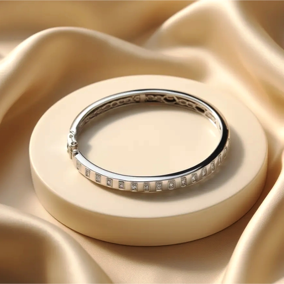 925 Silver Crystal Link Bracelet for Men - Image 2