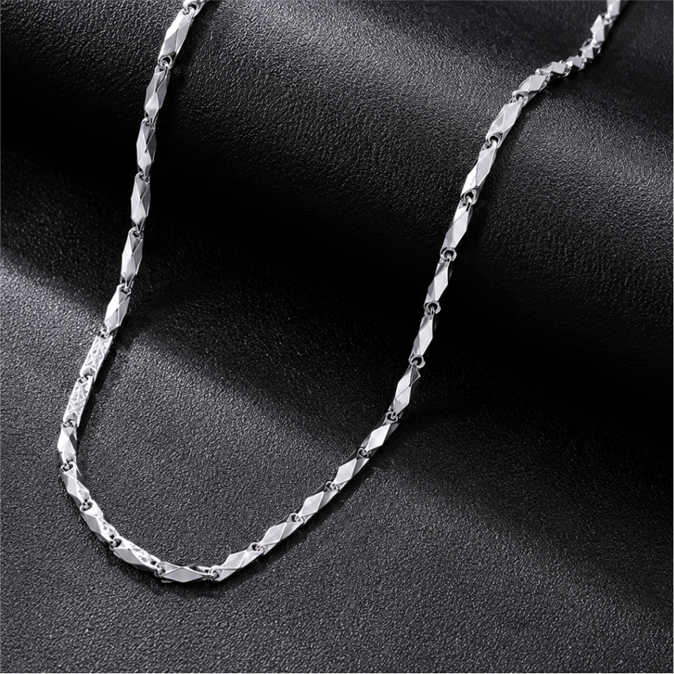 925 Silver Diamond Cut Link Chain Necklace for Men - Image 2