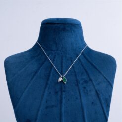 925-Silver-Dual-Leaf-Malachite-Pendant-Necklace