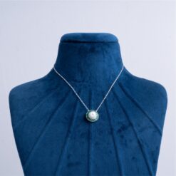 925-Silver-Emerald-Green-Pearl-Halo-Pendant-Necklace
