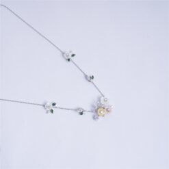 925 Silver Enamel Blossom Floral Necklace Set - Image 3