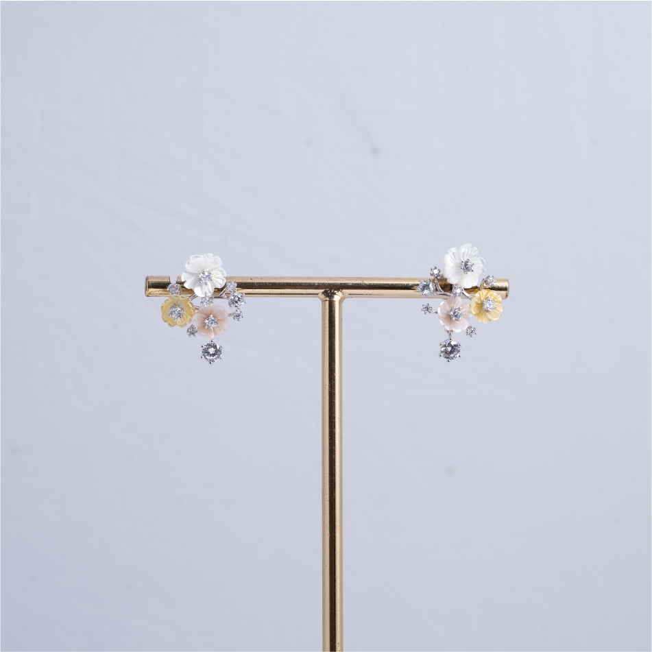 925 Silver Enamel Blossom Floral Necklace Set - Image 4