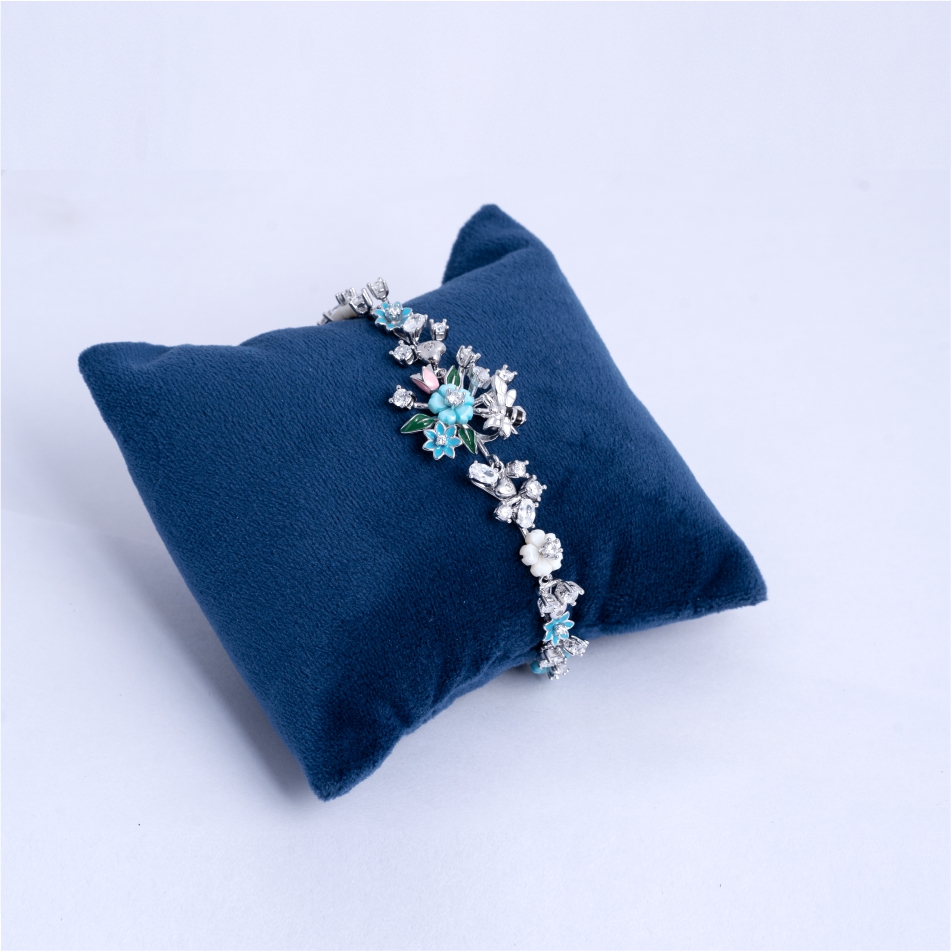 925 Silver Enamel Floral Charm Bracelet for Women - Image 3