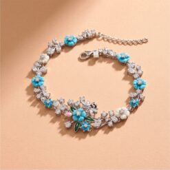 Alternative view of 925 Silver Enamel Floral Charm Bracelet for Women