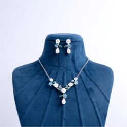 925-Silver-Enamel-Floral-Pearl-Necklace-Set