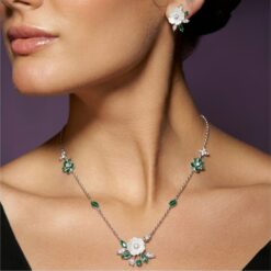 Alternative view of 925 Silver Enamel White Blossom Necklace Set