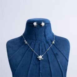 925-Silver-Enamel-White-Blossom-Necklace-Set