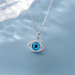 Alternative view of 925 Silver Evil Eye CZ Pendant Necklace