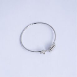 925 Silver Floral CZ Open Cuff Bracelet for Women - Image 3