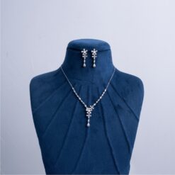 925-Silver-Floral-CZ-Pendant-Necklace-Set