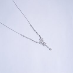 925 Silver Floral CZ Pendant Necklace Set - Image 3