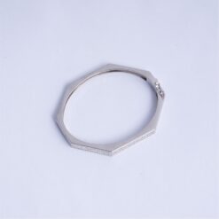 925 Silver Geometric CZ Bangle Bracelet - Image 3
