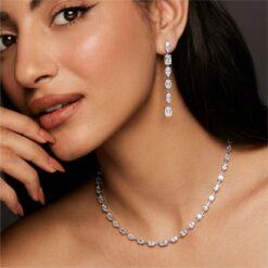 Alternative view of 925 Silver Geometric CZ Necklace Set for Women
