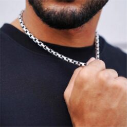 Alternative view of 925 Silver Geometric Link Chain Necklace for Men