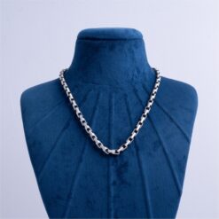 925-Silver-Geometric-Link-Chain-Necklace-for-Men