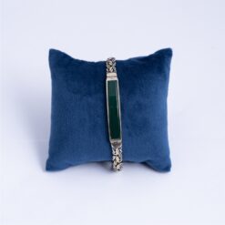 925-Silver-Green-Onyx-Byzantine-ID-Bracelet-for-Men