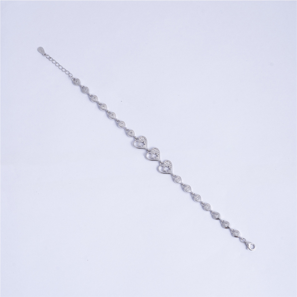 925 Silver Heart Star Charm Bracelet for Women - Image 3