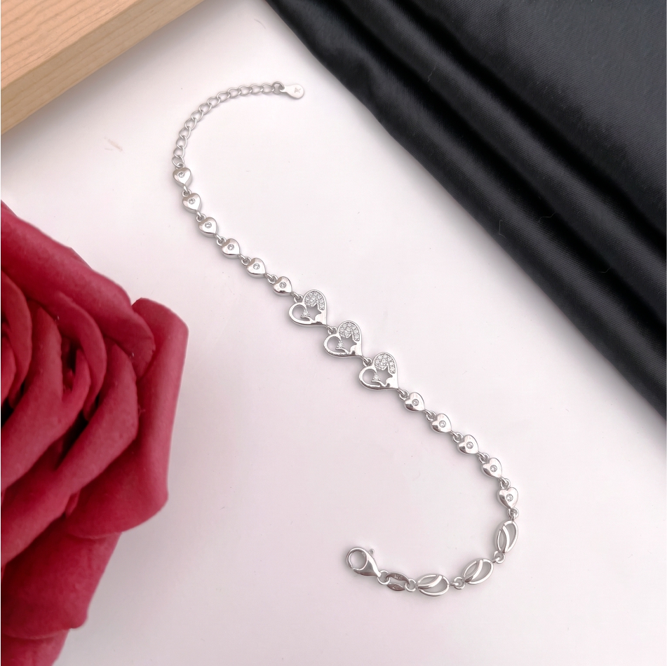 925 Silver Heart Star Charm Bracelet for Women - Image 2