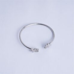 925 Silver Heart and Flower Open Cuff Bracelet - Image 3