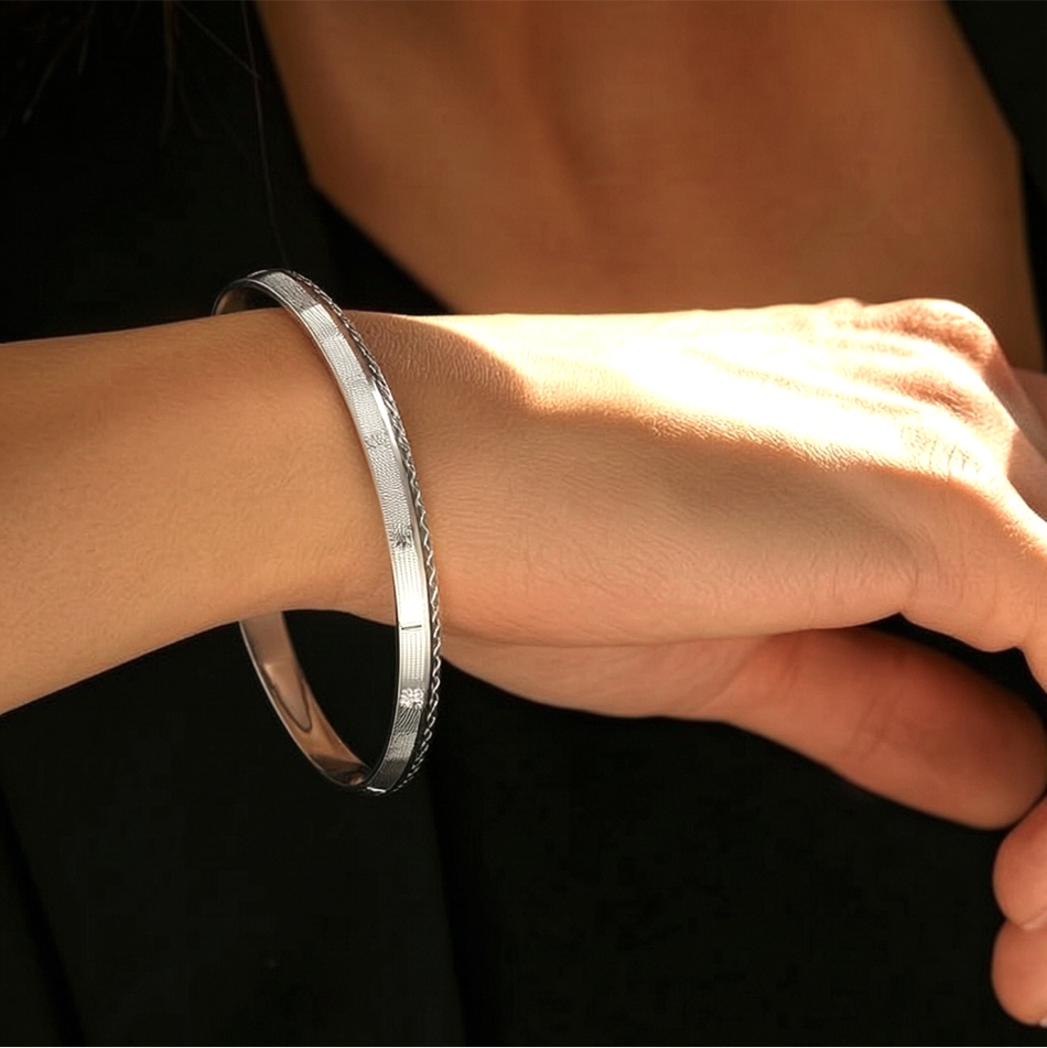 925 Silver Heritage Engraved Kada Bracelet - Image 2