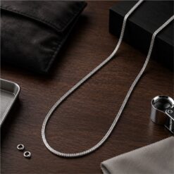 Alternative view of 925 Silver Herringbone Chain Necklace for Men