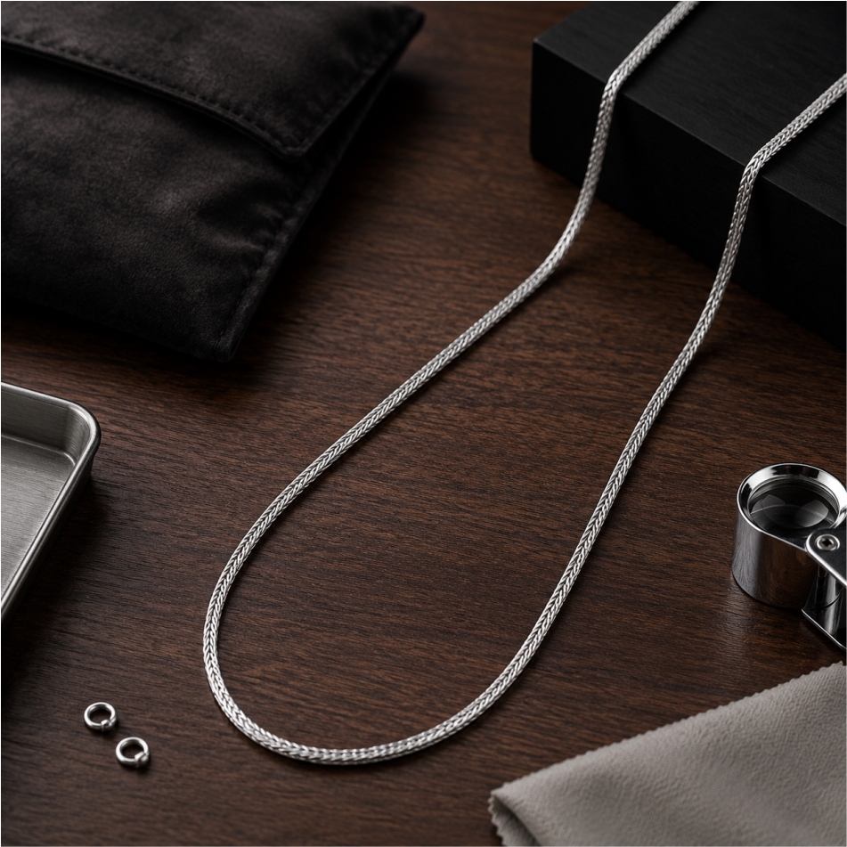 925 Silver Herringbone Chain Necklace for Men - Image 2