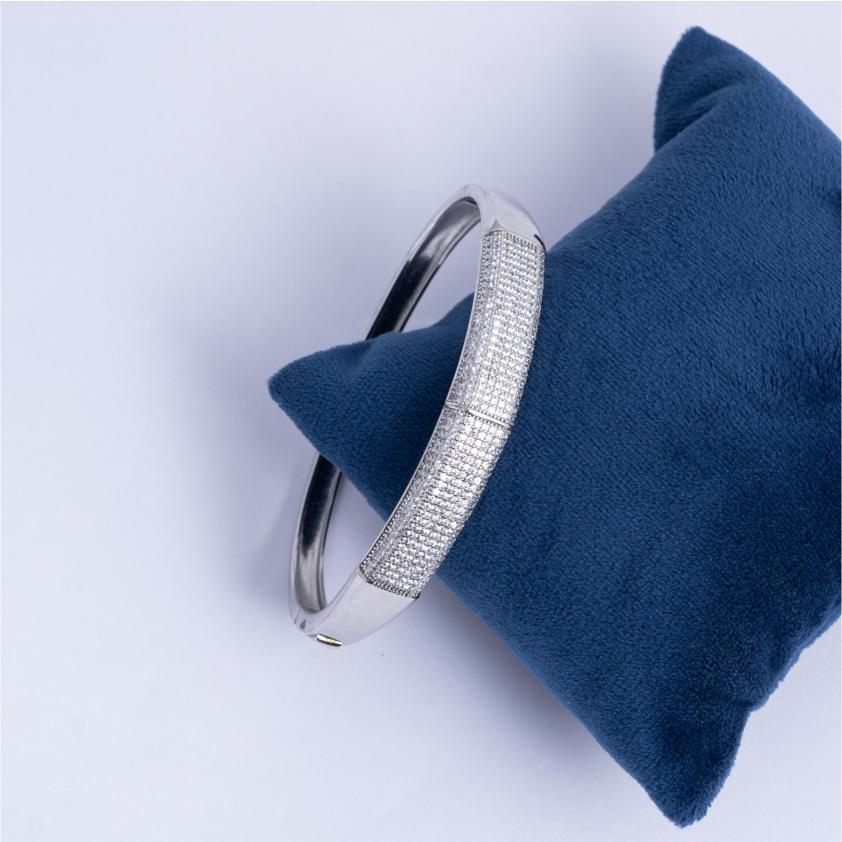925 Silver Imperial CZ Leather Bracelet - Image 3