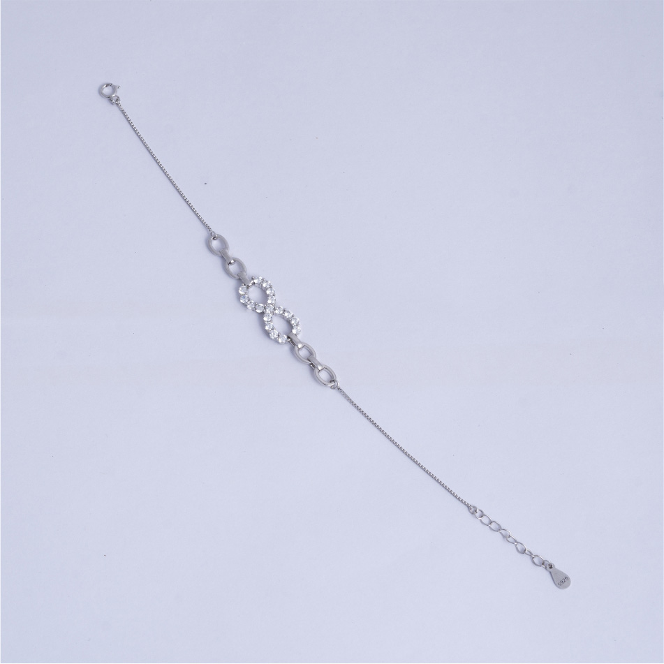 925 Silver Infinity CZ Adjustable Bracelet for Women - Image 2